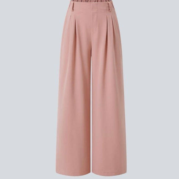 New Halara Flex™ High Waist Wide Leg Waffle Work Pants Rose Tan - Picture 3 of 10